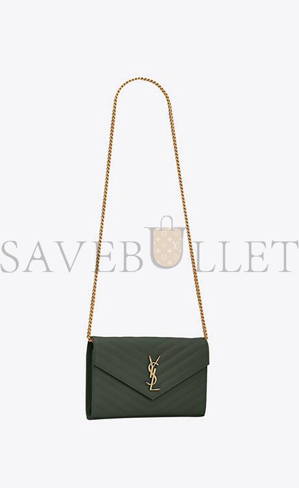 YSL CASSANDRE MATELASSÉ CHAIN WALLET IN GRAIN DE POUDRE EMBOSSED LEATHER 377828BOW013051 (22.5*14*4cm)