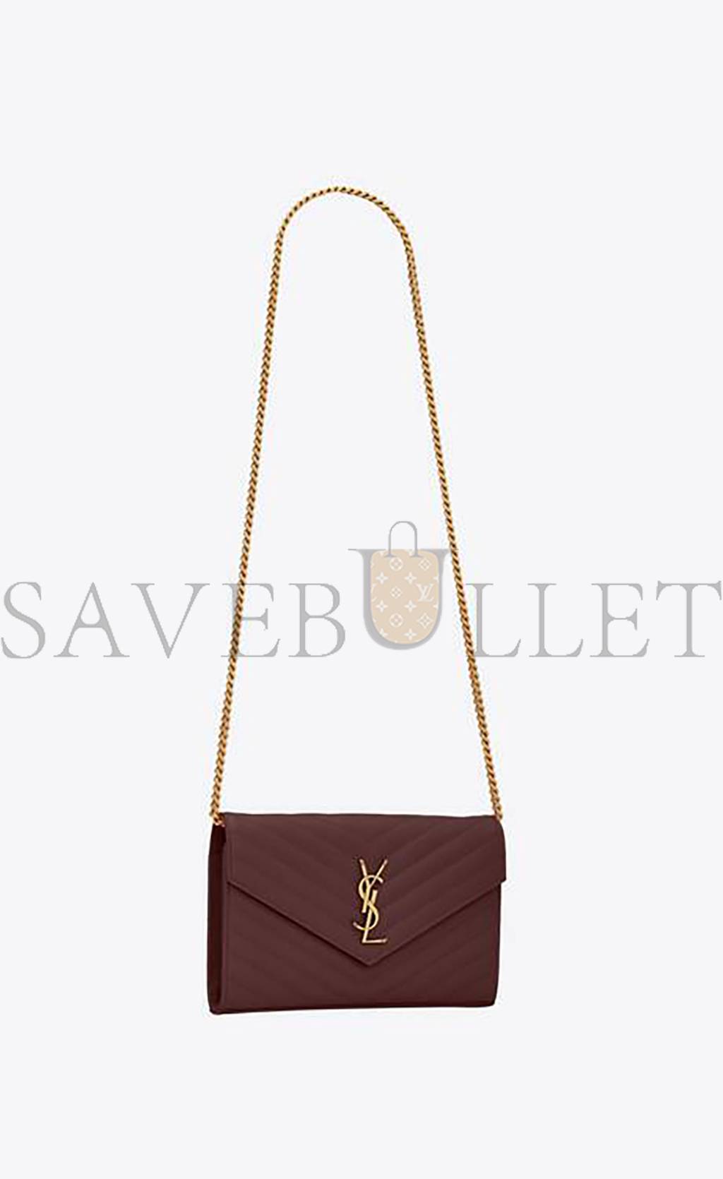 YSL CASSANDRE MATELASSÉ CHAIN WALLET IN GRAIN DE POUDRE EMBOSSED LEATHER 377828BOW016475 (22.5*14*4cm)