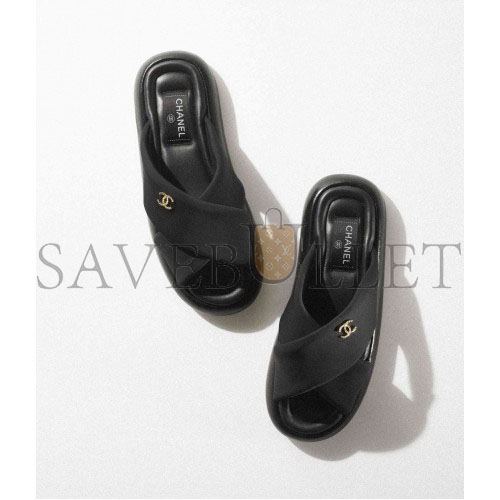 CHANEL MULES 		FABRIC			BLACK G38864 X56508 94305