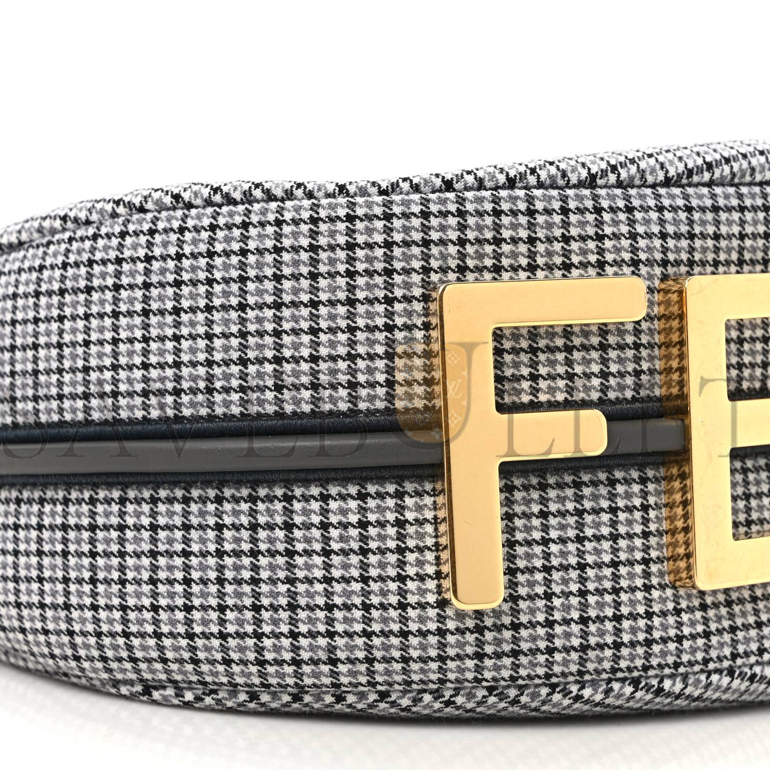 FENDI WOOL VITELLO GRACE SMALL HOUNDSTOOTH SMALL FENDIGRAPHY HOBO BAG GRIGIO ANTHRACITE (28*21*8cm)