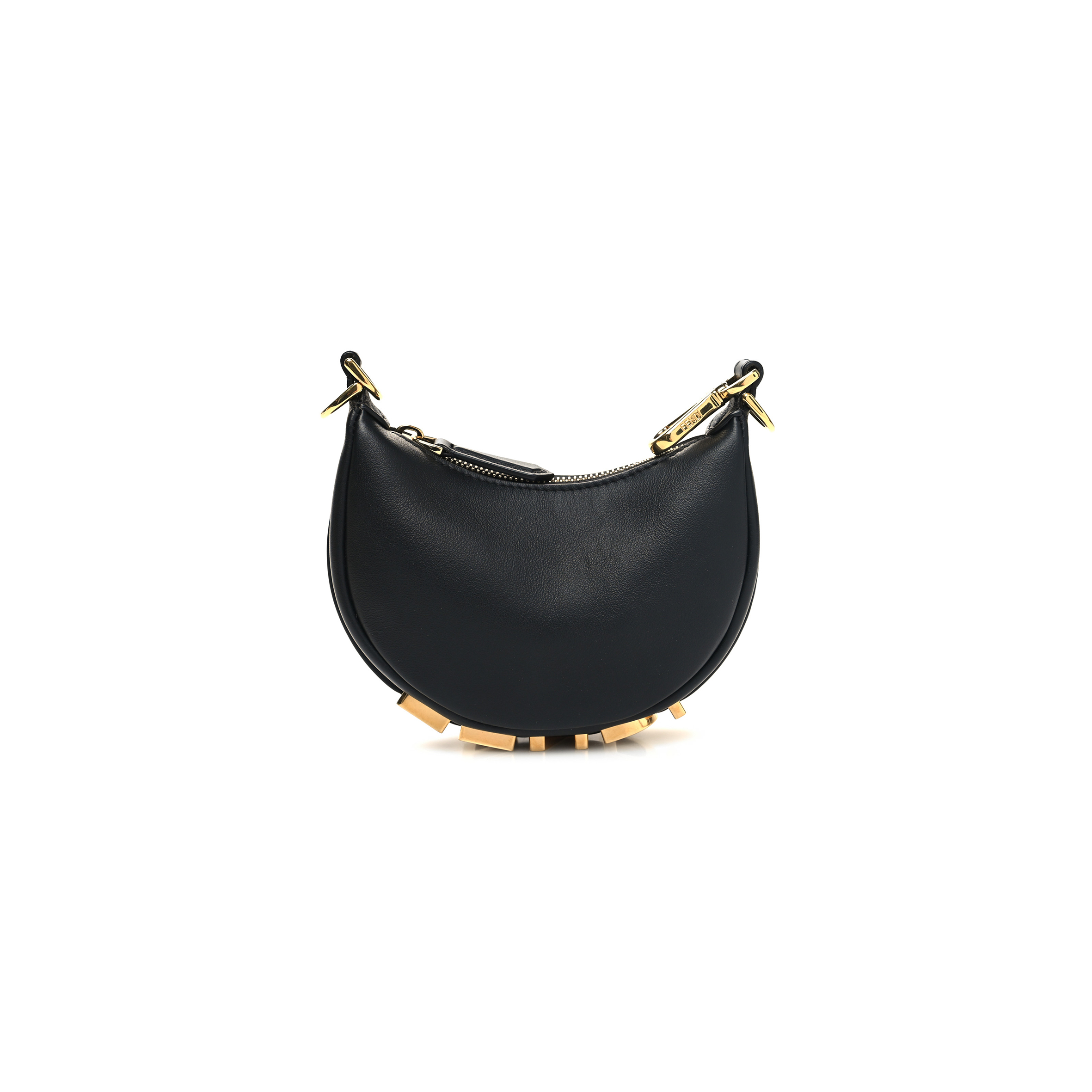 FENDI VITELLO GRACE MATTE NANO FENDIGRAPHY HOBO CHARM BLACK (15*10*5cm)