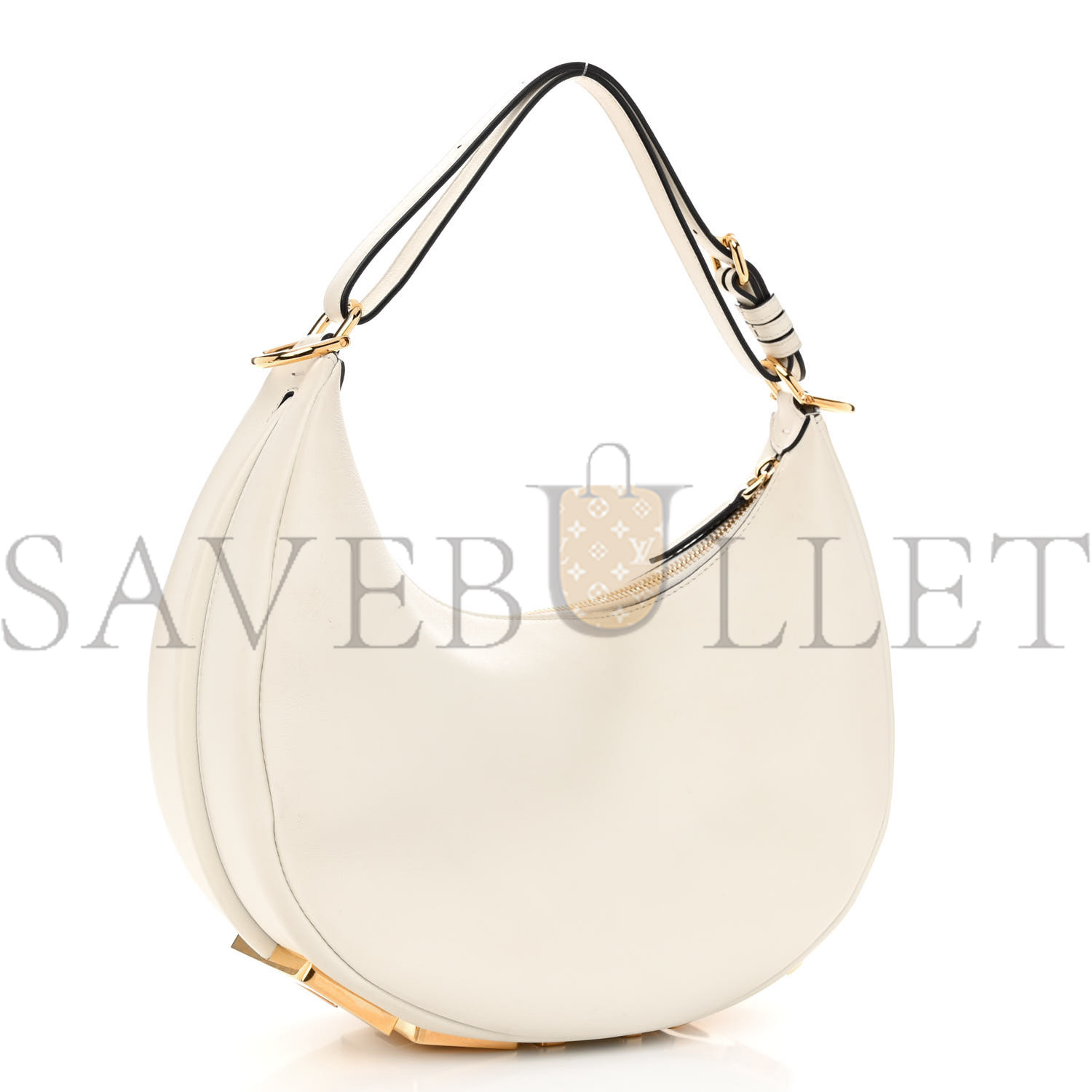 FENDI VITELLO GRACE MATTE SMALL FENDIGRAPHY HOBO BAG WHITE ICE (28*21*8cm)