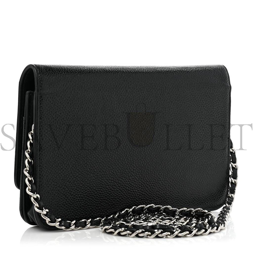 CHANEL CAVIAR TIMELESS CC WALLET ON CHAIN WOC BLACK (19*13*3cm)