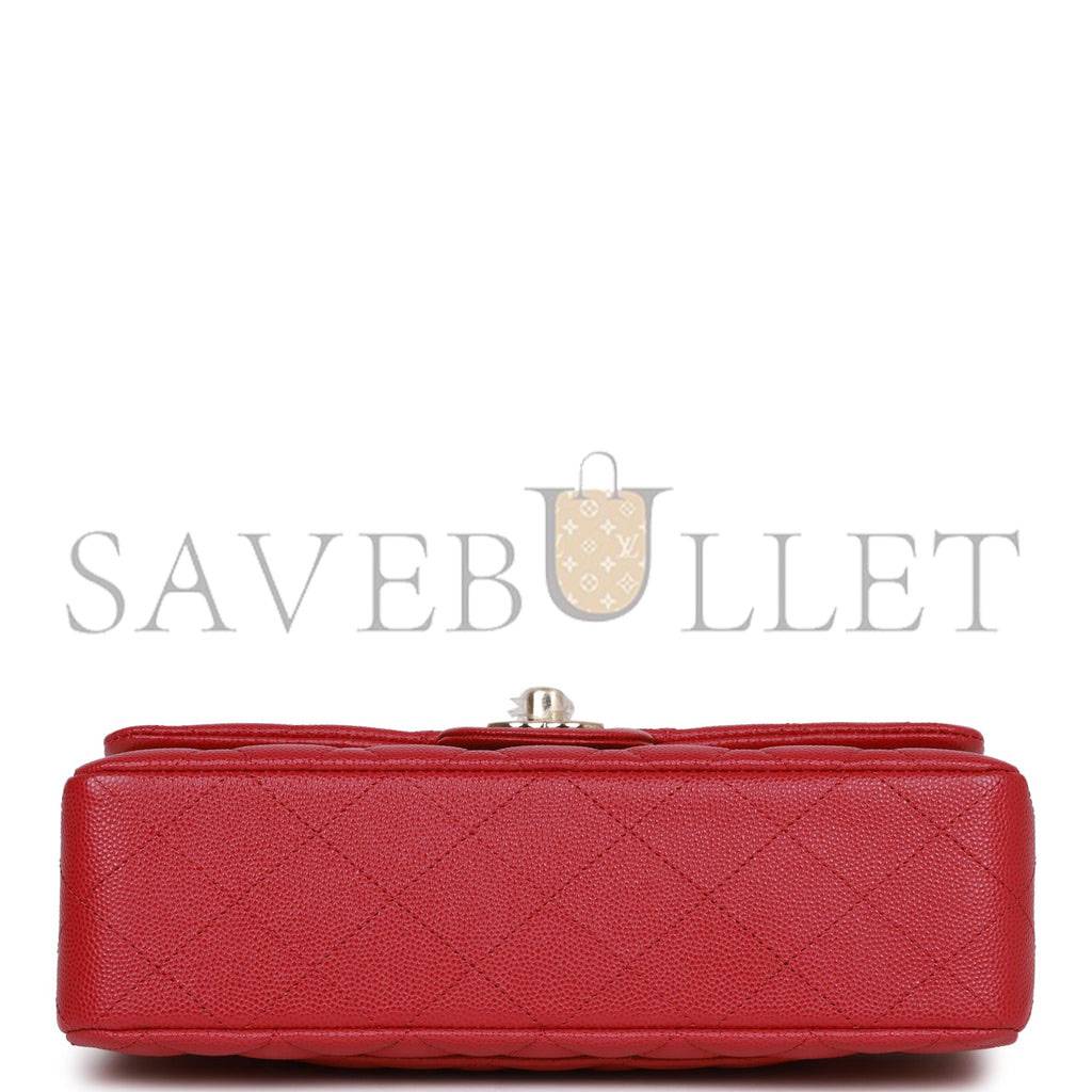 CHANEL SMALL CLASSIC DOUBLE FLAP DARK PINK CAVIAR LIGHT GOLD HARDWARE (23*13*6cm)