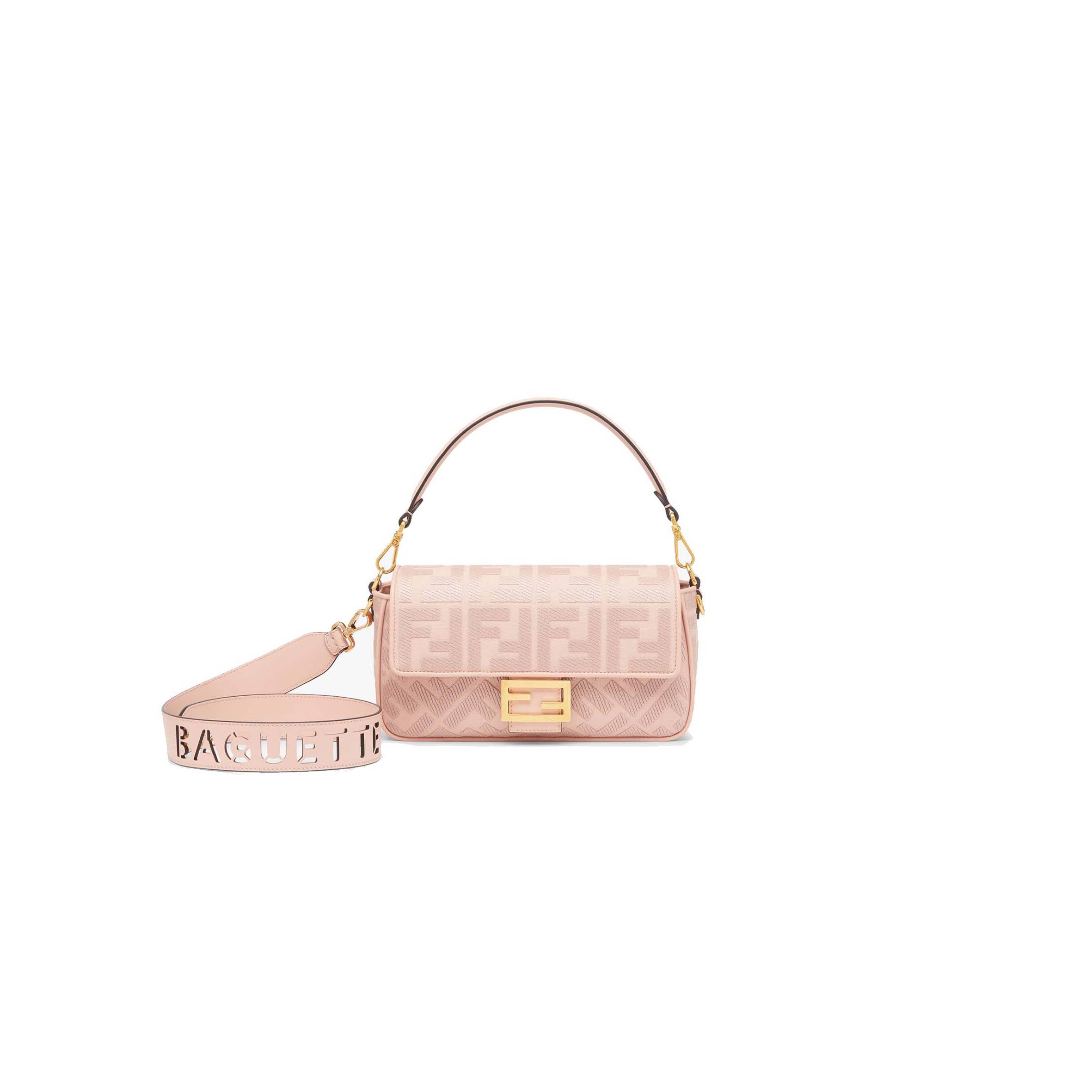 FENDI BAGUETTE - PINK FF CANVAS BAG 8BR600AMCDF1J4A (27*15*6cm)