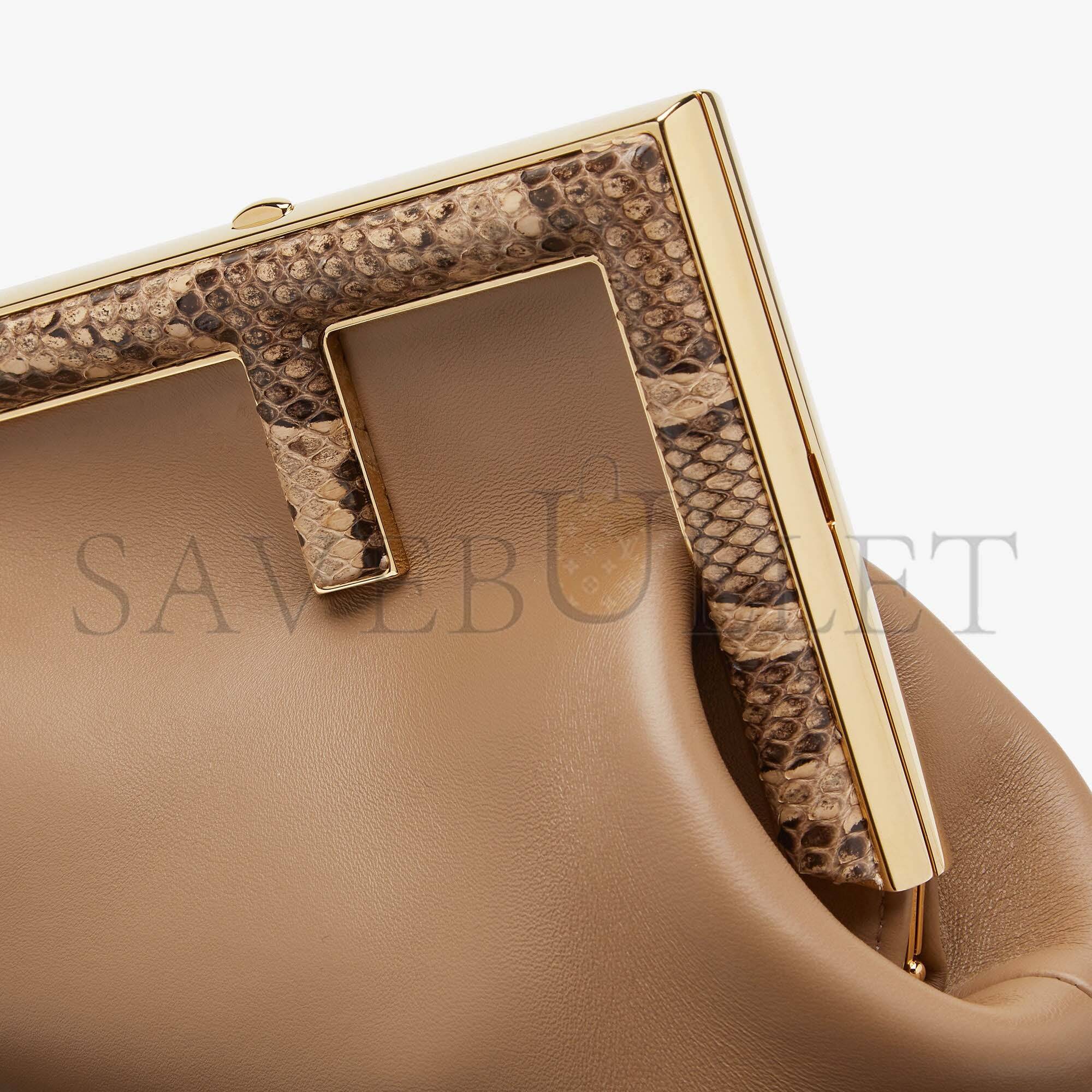 FENDI FIRST SMALL - BEIGE LEATHER BAG WITH EXOTIC DETAILS 8BP129AGWRF1GEM (26*18*9.5cm)