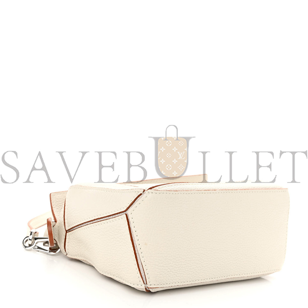 LOEWE CALFSKIN MINI PUZZLE BAG SOFT WHITE (18*12.5*8cm)