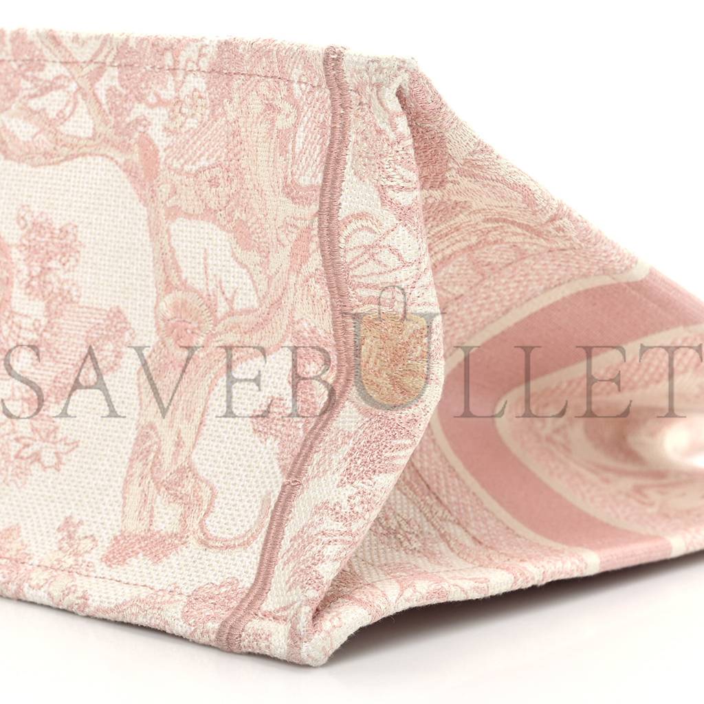 DIOR CANVAS TOILE DE JOUY EMBROIDERED MEDIUM BOOK TOTE PINK (36*27*12.1cm)