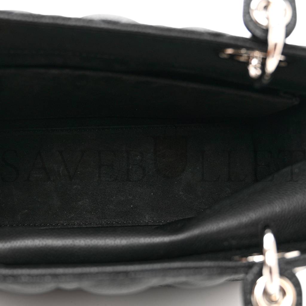 DIOR GRAINED CALFSKIN CANNAGE MEDIUM LADY DIOR BLACK (24*20*12.1cm)