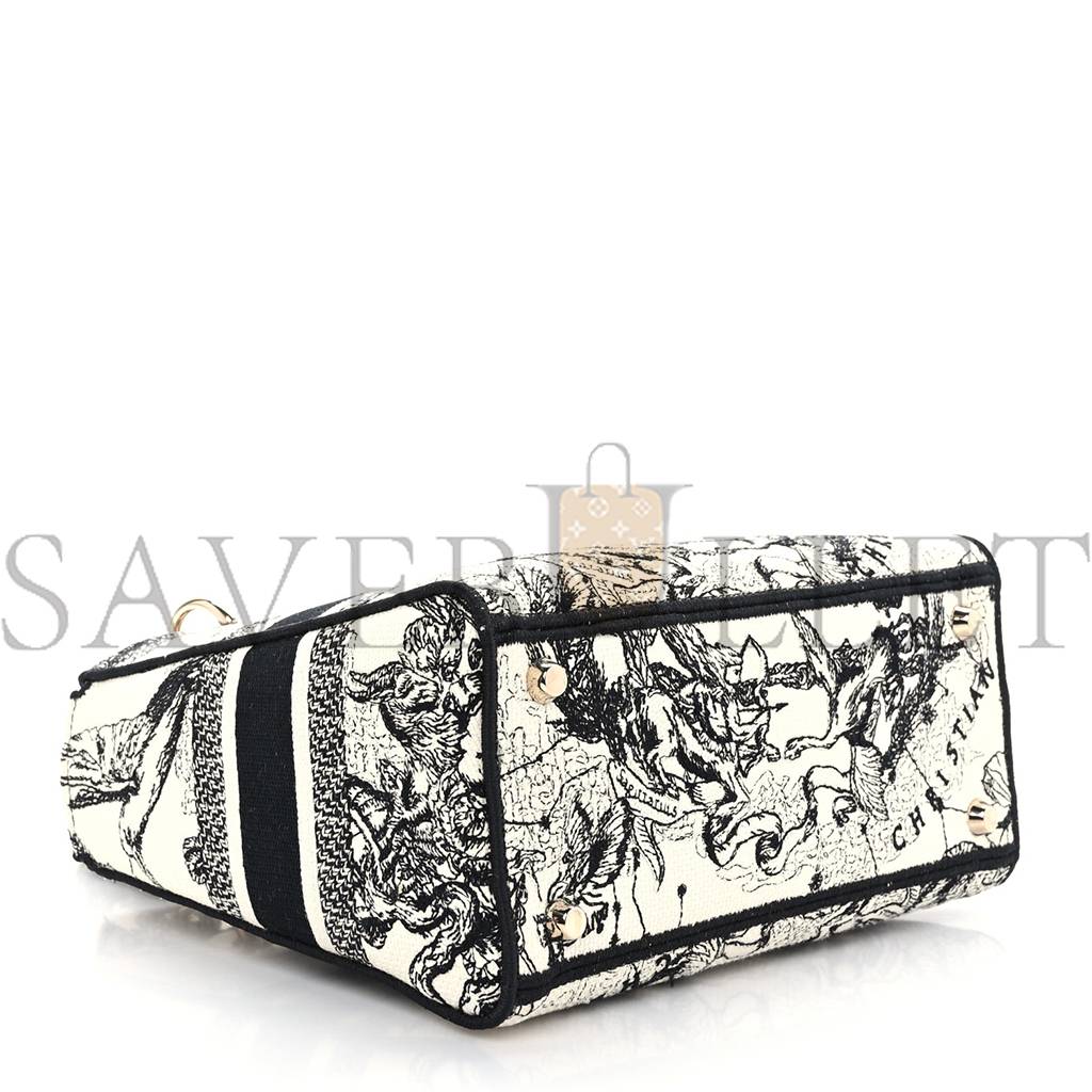 DIOR CANVAS EMBROIDERED ZODIAC TOILE DE JOUY MEDIUM LADY D-LITE LATTE (23*20*11.4cm)