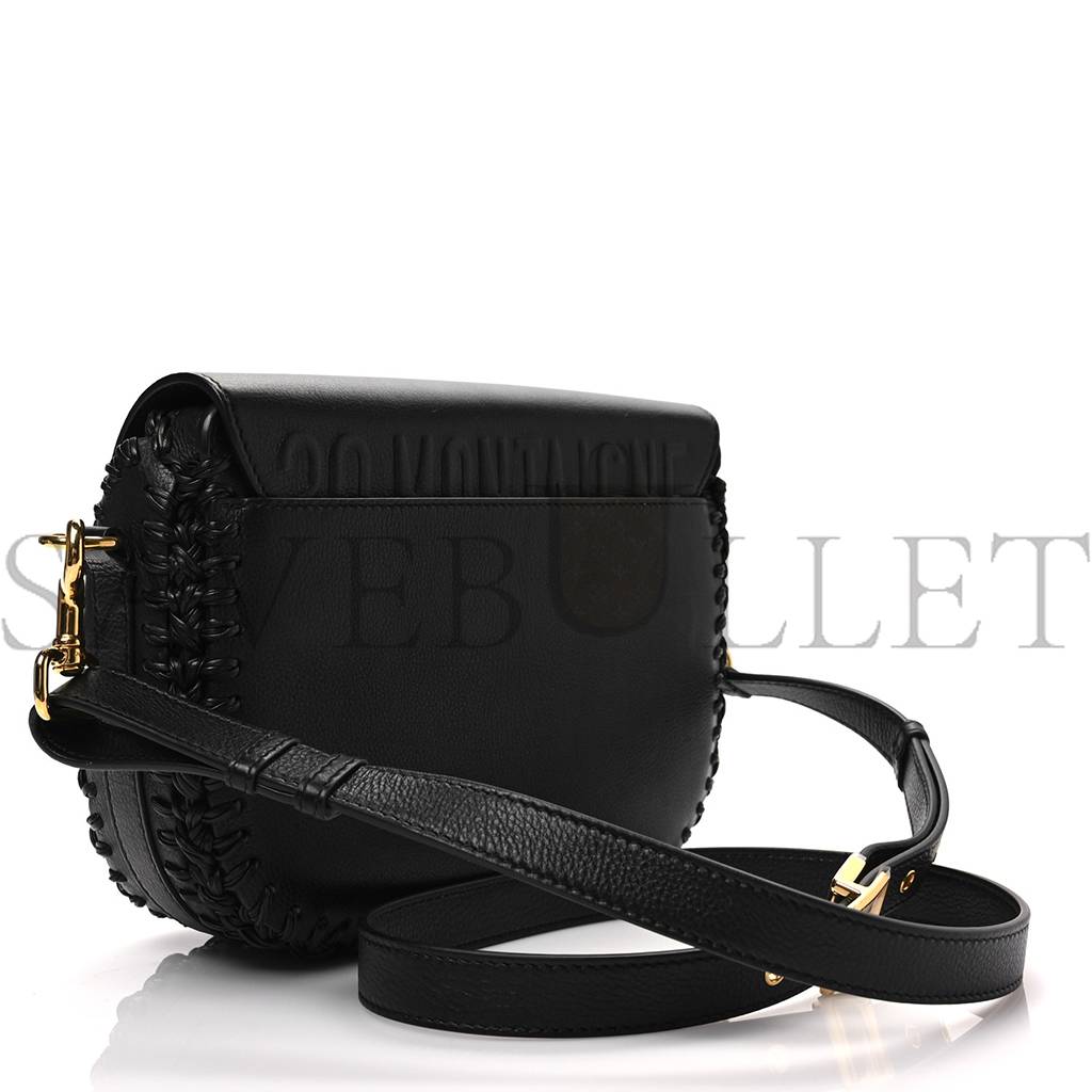 DIOR GRAINED CALFSKIN MEDIUM WHIPSTITCHED BOBBY BAG BLACK (21*18*5.7cm)